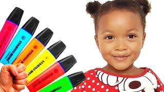 Кира играет с волшебными маркерами. Pretend to Play with Magic Pens Preschool toddler learn color
