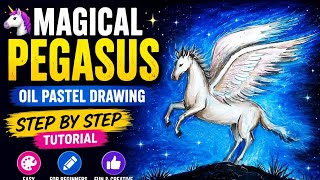 Pegasus Fantasy Art Drawing Step by Step | Oil Pastel Tutorial