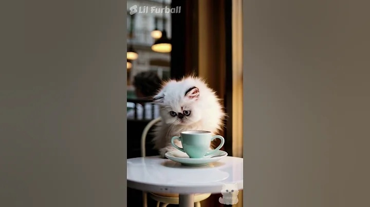 Watch the video about Fluffy Kitten Enjoys a Paris Café Moment ☕🥐 | So Peaceful & Adorable #Shorts