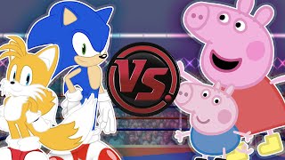 SONIC and TAILS vs PEPPA and GEORGE! (Sonic The Hedgehog Cartoon Rap Battle) | CARTOON RAP ATTACK