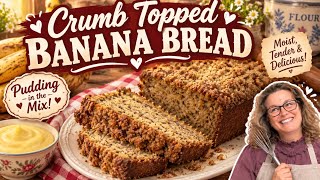 Crumble top Banana Bread recipe pudding in the mix!