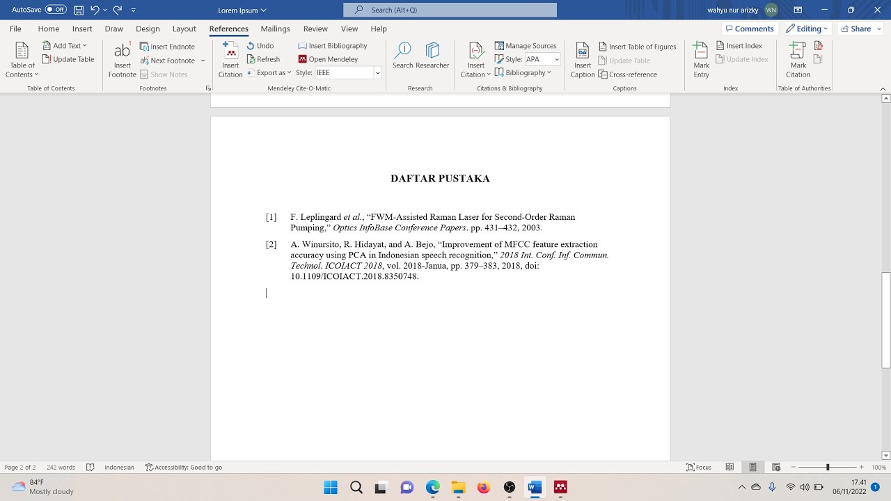Cara membuat referensi otomatis di word dengan menggunakan mendeley ...