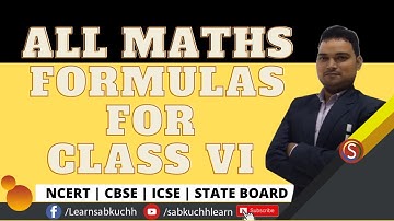 All Class 6 Maths Formulas - Fractions, Data Handling, Algebra, Mensuration, Ratio, and Proportion