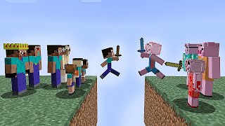 MINECRAFT PERO LA FAMILIA NOOB EN ENFRENTA A LA FAMILIA PEPPA PIG EN SKYBLOCK