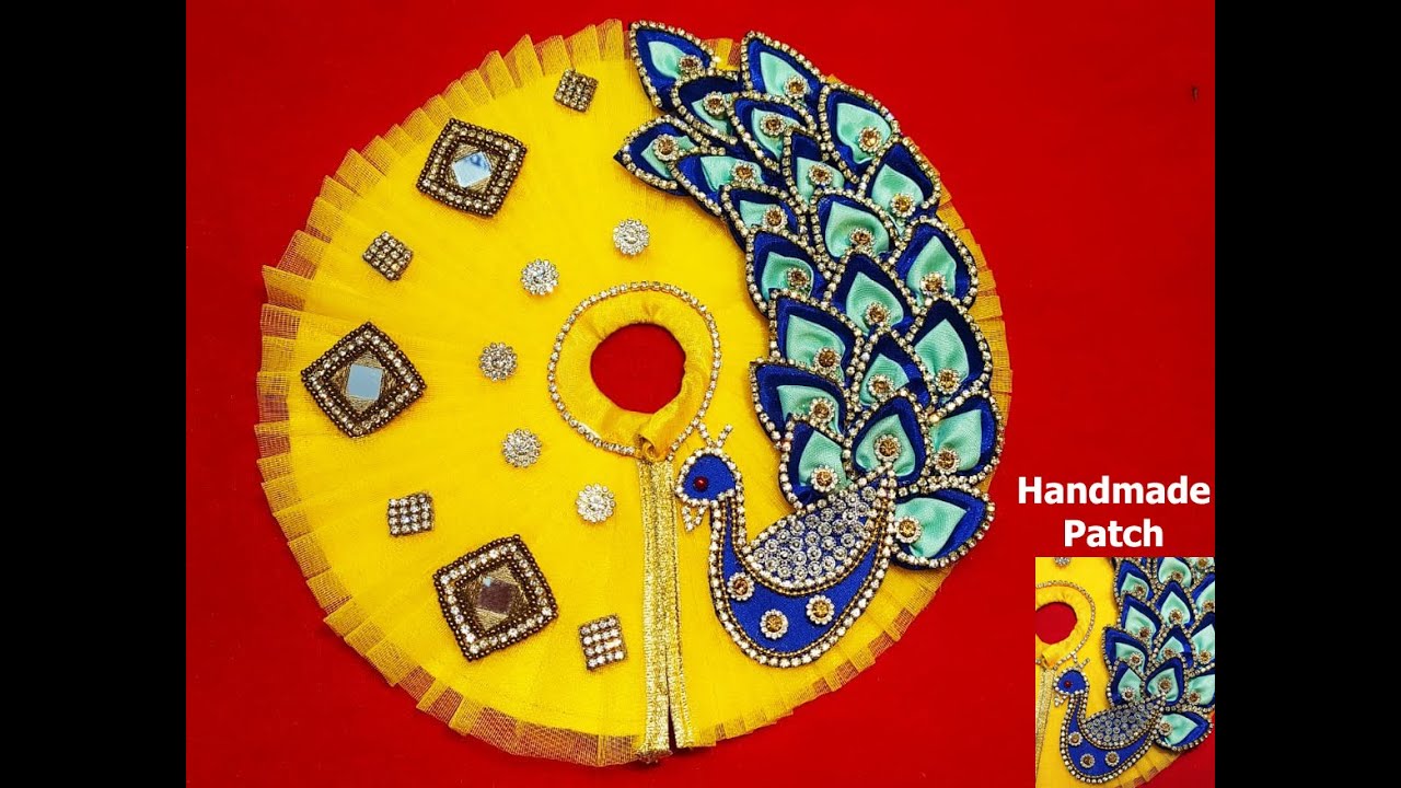 Janamashtami Special Very Stylish Handmade Peacock Patch Dress for Shri Kanha Ji