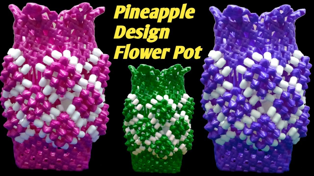 DIY Plastic wire Pineapple Design Flower Pot | Flower Vase Step by Step Tutorial in Tamil (2|2)