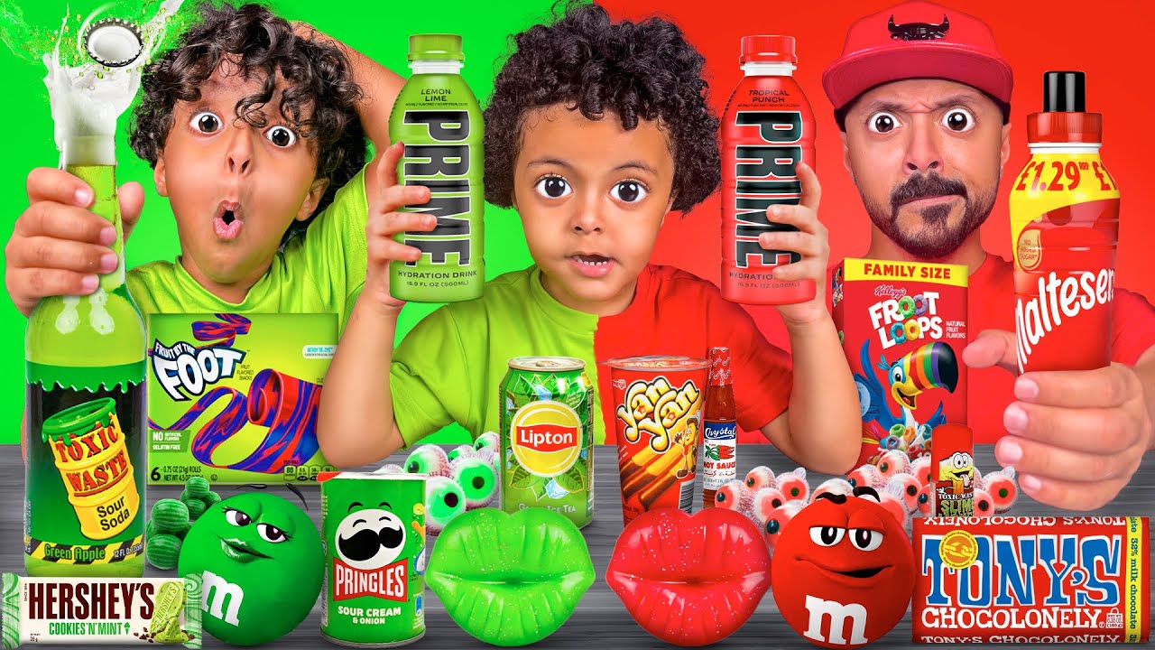 تحدي السناكات الحمراء 🔴 ضد الخضراء 🟢 (( وأخيراً  المحزم المليان 😍 تصالح مع فيصل الاسطورة ))