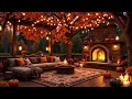 Study with Fall Jazz 🔥 Cozy Fireplace &amp; Autumn Porch Ambience for Focus, Work &amp; Relaxation.