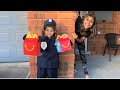 Kids Pretend Play Police Delivery Mcdonalds Happy Meal! funny video
