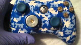 *SOLD* Custom Painted Modded Blue Digital Camo XBOX 360 Controller