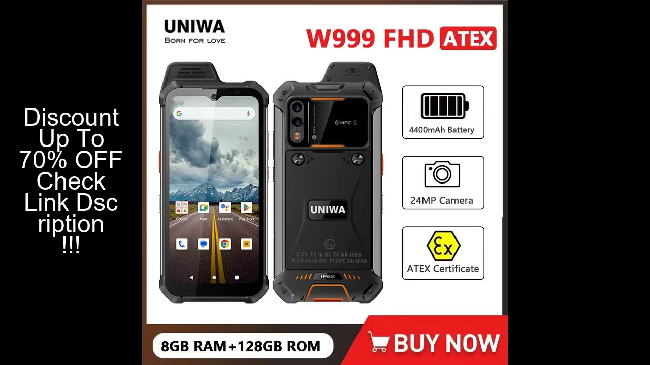 UNIWA W999 ATEX Explosion IP68 Walkie Talkie 6.3 Inch FHD Helio G99 8GB+128GB 4400mAh Smartphone And