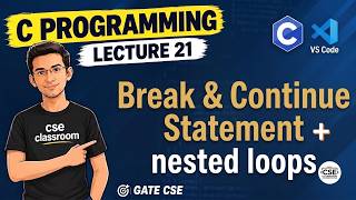 Lecture #21 | break, continue & Nested Loops in C | Control Statements | Practical Examples