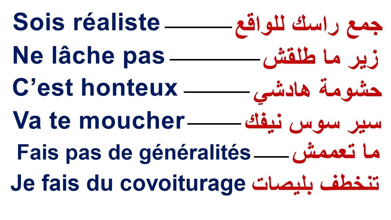 عبارات جد جد مهمة باش تهضر بالفرونسي بكل تقة  - Argot - Parler Français - Nouvelle expression
