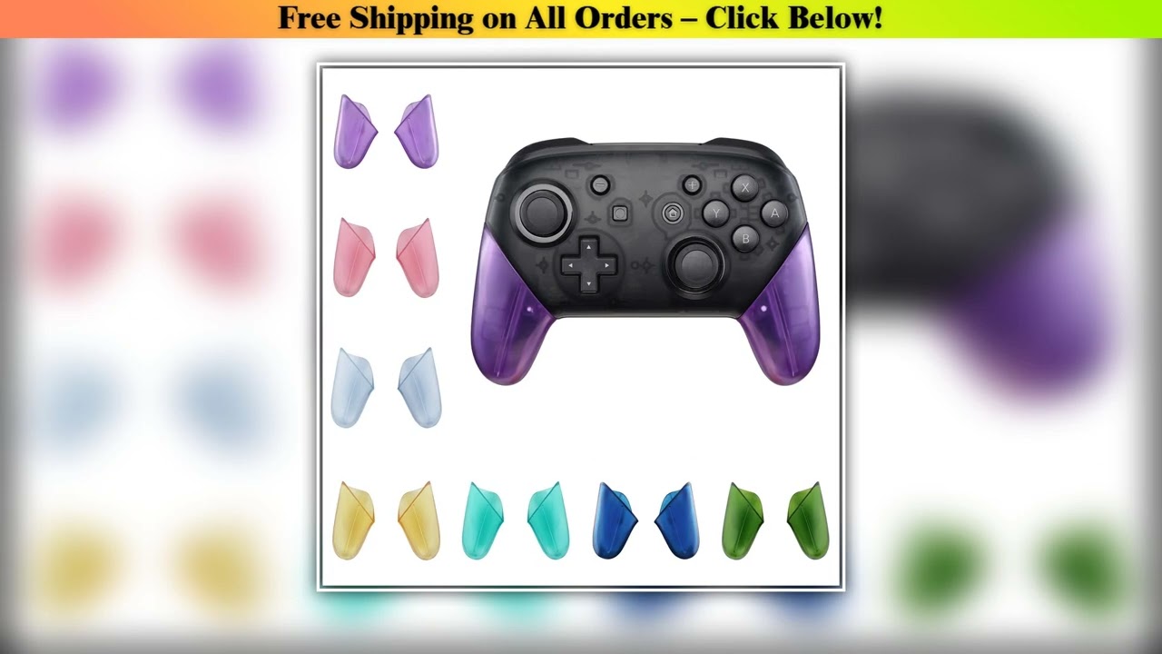 eXtremeRate Transparent Clear Replacement Handle Grips Shell for Nintendo Switch Pro Controller Pur