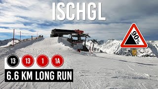 6.6km long run via pistes 13, 13, 1, 1a in Ischgl Samnaun