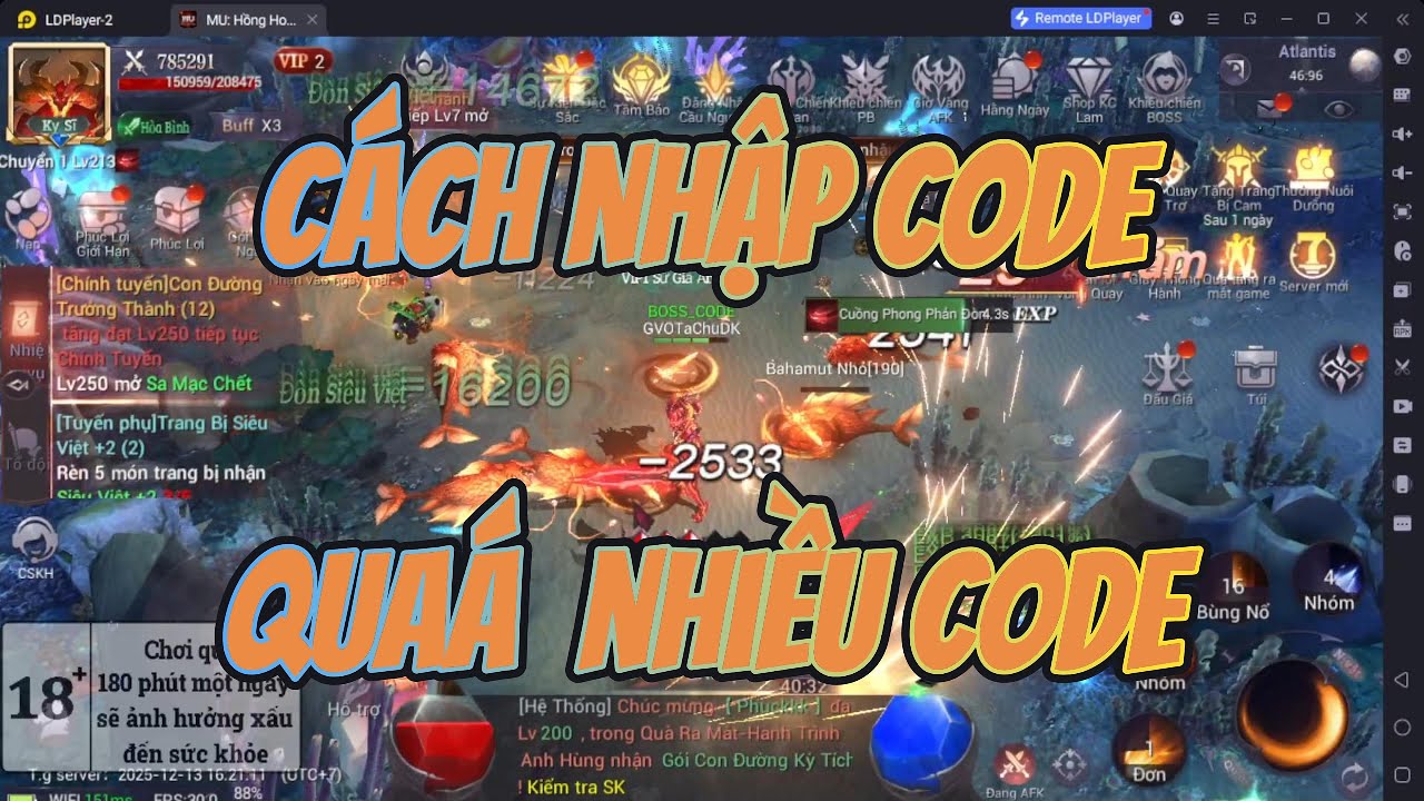 Which Counter Code Mu Cách Nhập Code Và Quá Nhiều CoDe - MU Hồng Hỏa Đao - YouTube