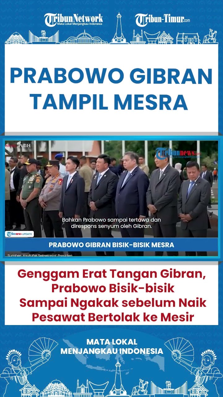 SHORT Tampil Mesra, Prabowo Genggam Tangan Gibran Sambil Bisik-bisik Sebelum Bertolak ke Mesir
