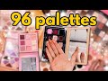 Huge eyeshadow palette declutter luxury prestige  drugstore 96 palettes