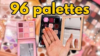 HUGE EYESHADOW PALETTE DECLUTTER: Luxury, Prestige & Drugstore (96 PALETTES!)