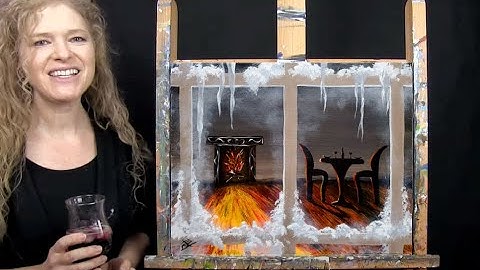 Learn How to Paint WINTER WINDOW with Acrylic - Paint and Sip at Home - Fun Step by Step Tutorial