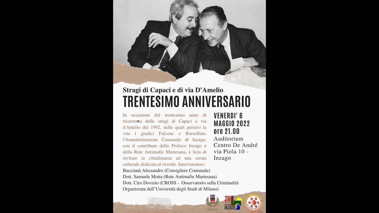 Stragi di Capaci e via D'Amelio - Trentesimo anniversario - evento del 6 maggio 2022