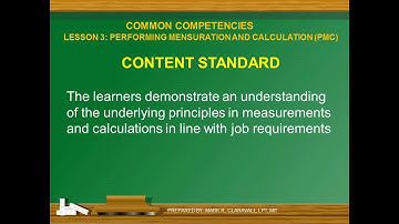 LESSON 3 PERFORMING MENSURATION AND CALCULATION PMC LO1-LO3
