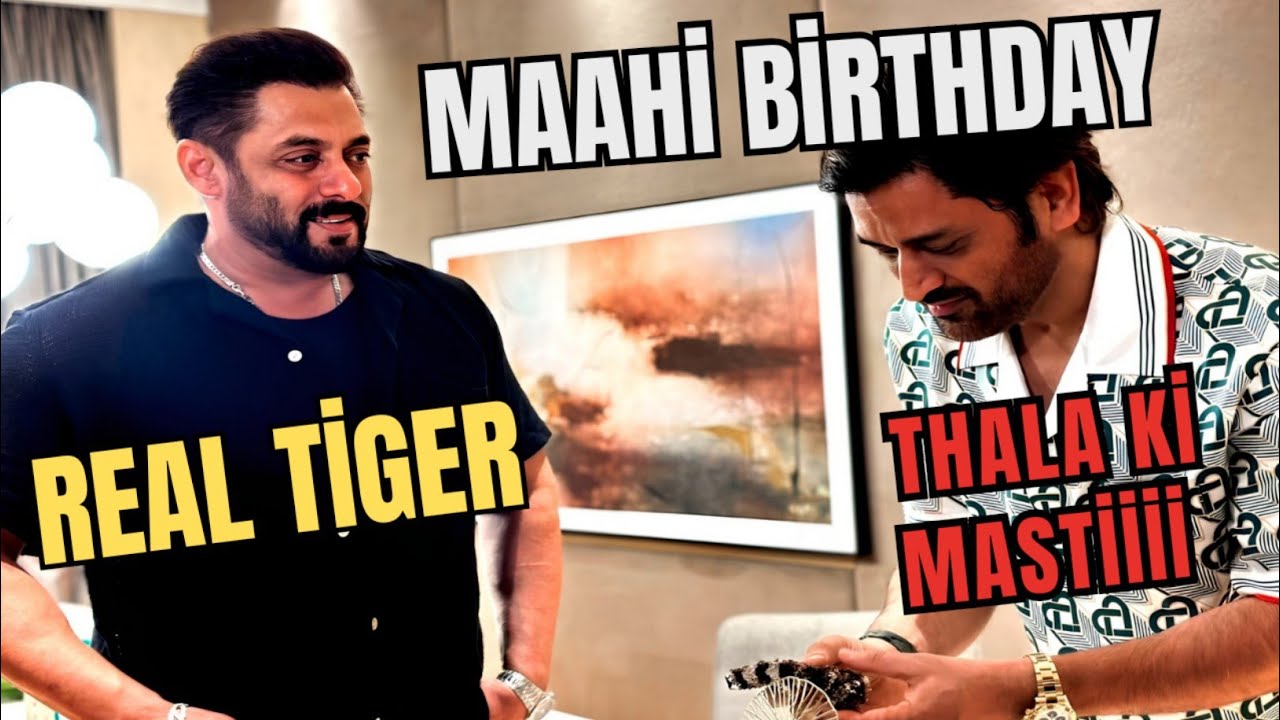 Salman Khan celebrates MS Dhoni's 43rd birthday, cricketer feeds him cake.
