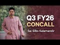 Sai Silks Kalamandir Q3 FY26 Results &amp; Concall Highlights