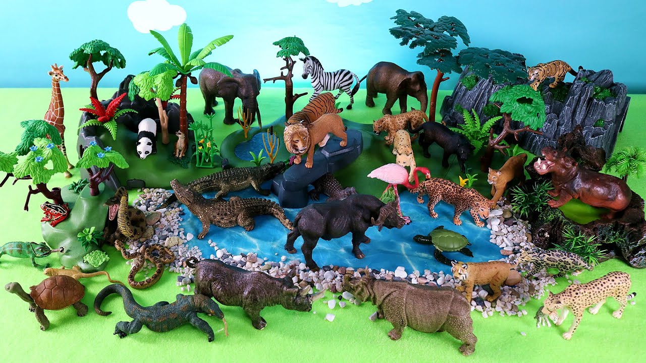 Fun Safari Diorama and Animal Figurines - Big Cats, Reptiles, Mammals -  YouTube