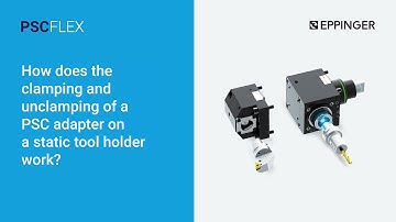 How does the clamping and unclamping of a PSC adapter on a static tool holder work?