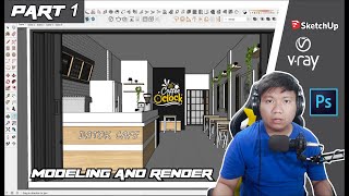 SKETCHUP CAFE MODELING AND RENDER TUTORIAL PART 1 screenshot 2