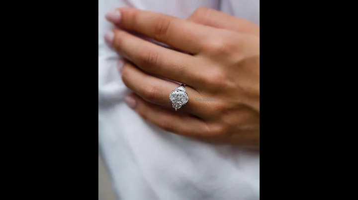 5ct Oval Cut Simulated Diamond Three Stone Engagement Ring in 18k White Gold for Monica romo