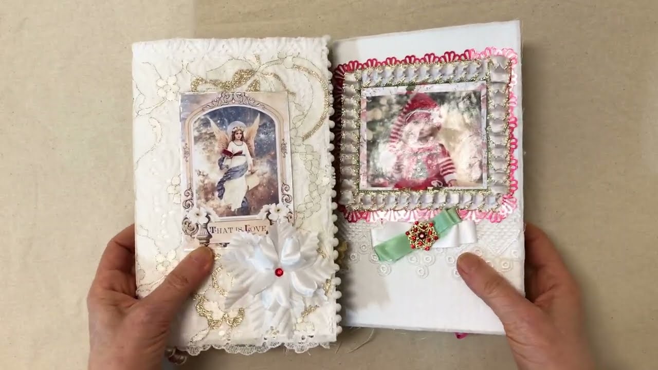 Vintage Christmas Angel White and Gold Junk Journal and Christmas
