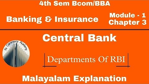 | 4th Sem Bcom/BBA | Banking & Insurance | Module 1| Chapter 3| Central Bank | Departments Of RBI |