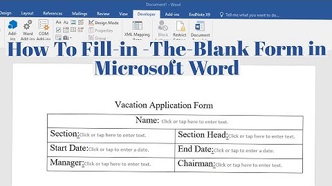 How To Make a Fill-in-the-Blanks Form in Microsoft Word | Create Fillable Form in MS Word