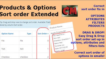 Products and Options Sort order Extended