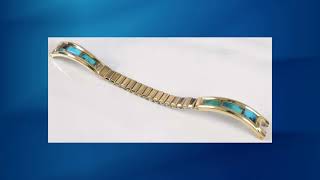 Vtg Native American Sterling Silver 925 10KT Gold Overlay Turquoise Watch Band