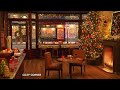 Cozy christmas coffee shop ambience with christmas music fireplace and coffee shop background noise