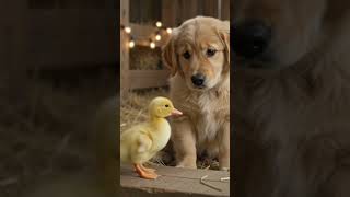 🐶🦆Brave Puppy and His Tiny Duckling Friend! 🐶🦆 #viral # video #duck