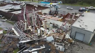 Drone 11  video shows tornado damage in Crockett