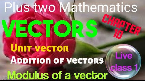 Plus two Mathematics. Chapter 10.Vectors.unit vector, modulus, vector joining two points, addition