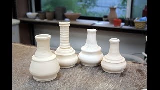 陶器陶芸ハンドメイド　ろくろ高台型でつくる一輪挿し