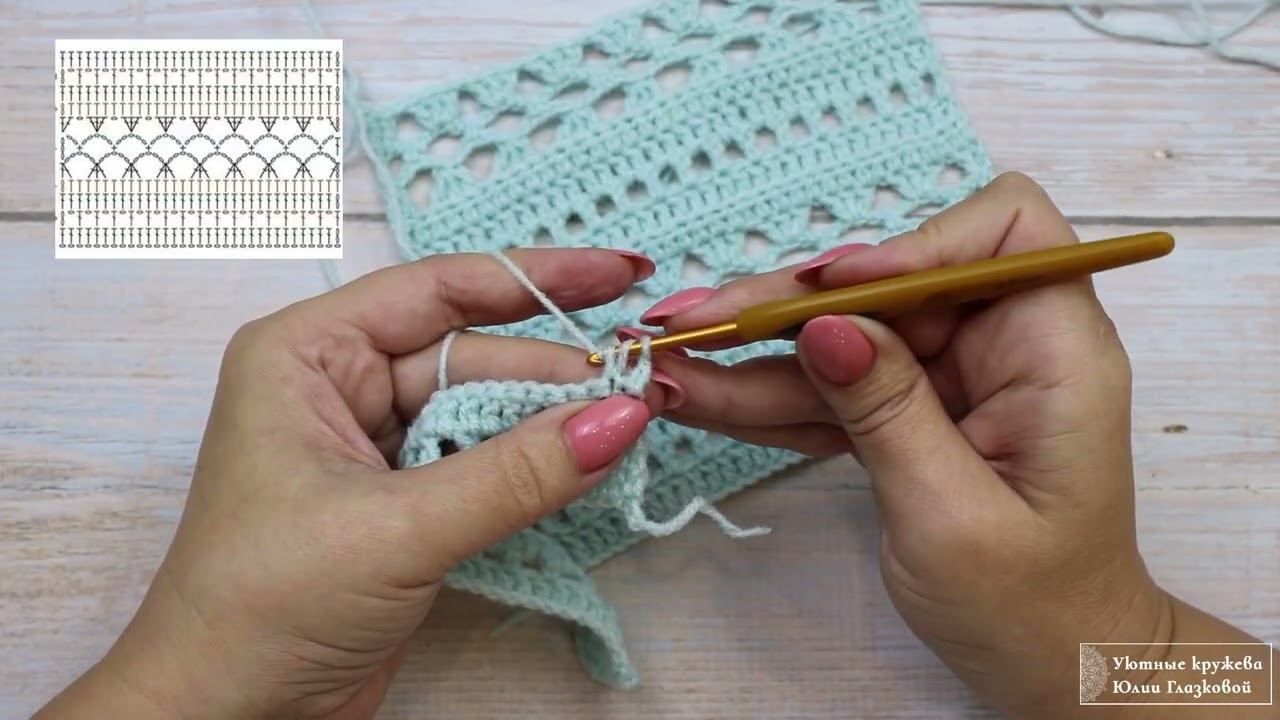 Узор Ажурные полоски крючком