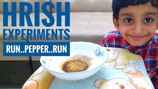 Hrish Experiments - Run...Pepper...Run. Simple science experiment for kids using pepper and soap