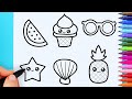 How to draw cute food | Drawing and coloring cute food