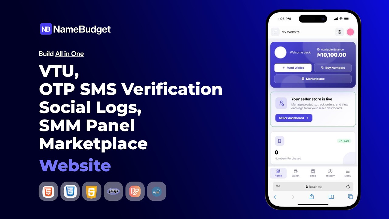How To Create OTP SMS Verification, SMM Panel, VTU, Social Logs and ...