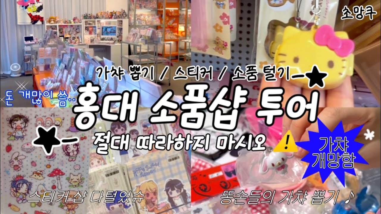 홍대 소품샵 덕질 투어 ☁️귀여운 거 싹쓸이 ✧ 가챠 폭망 엔딩🥺💦 ☾ 돈 개많이 썼슨 💸