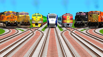 7 Trains Crossing Railroad Tracks For Diamond & Curved Track Crossing | train simulator gameplay