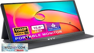 KYY Portable Monitor 15.6'' 1080P FHD USB C Laptop Monitors w Smart Cover