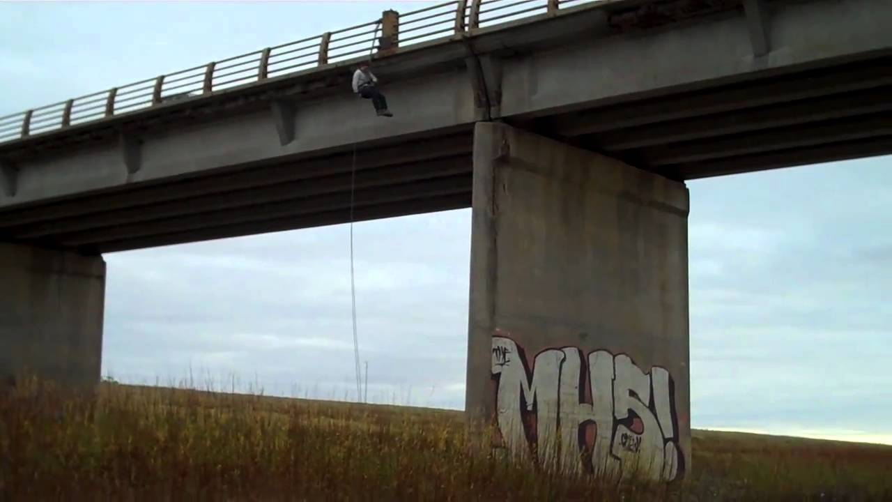 Rappelling off a Bridge - YouTube